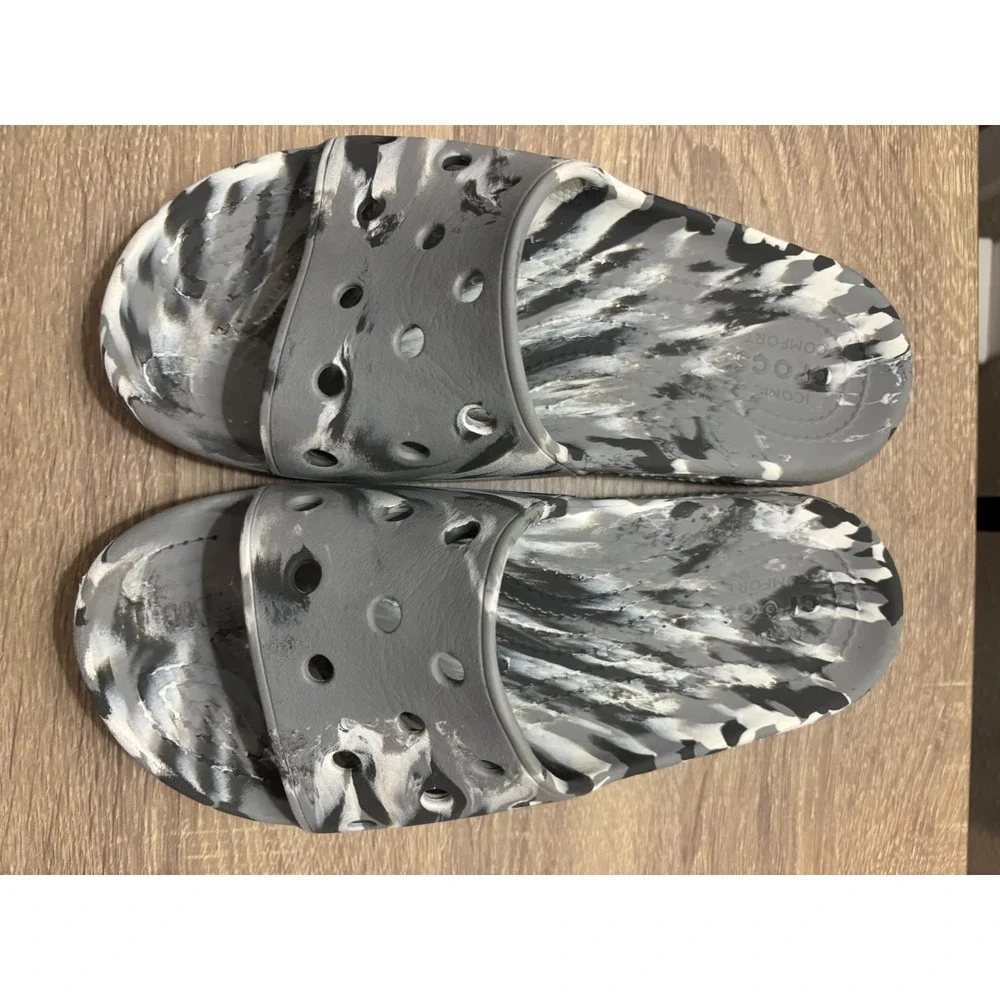 Crocs Marbled Slides Sandals Waterproof Slate Grey Gray Men 7/ Women 9